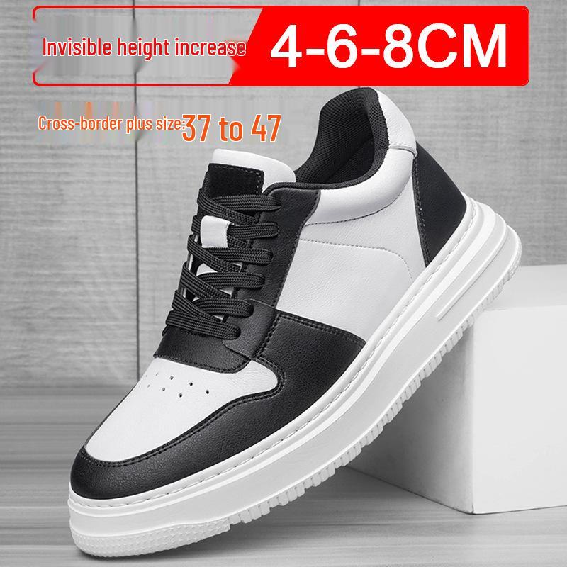 Men's 8cm Invisible Height Increasing Shoes - Breathable White Outdoor Sports & Casual Sneakers