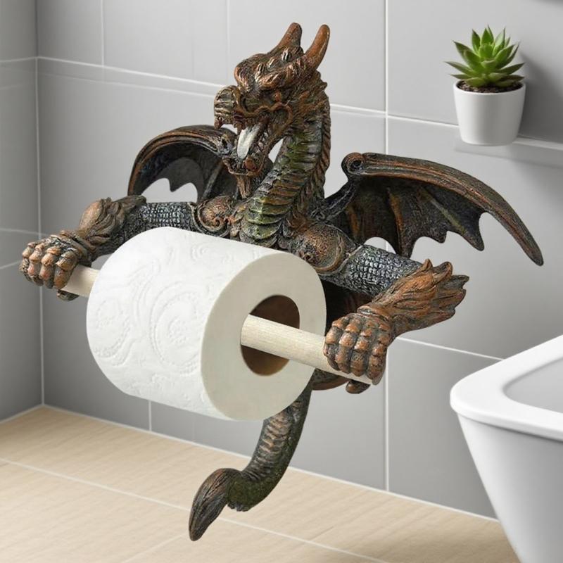 Unique Dragon Toilet Paper Roll Holder Bathroom Toilet Paper Stand Wall Mounted Tissue Roll Holder Storage Rack Shelf