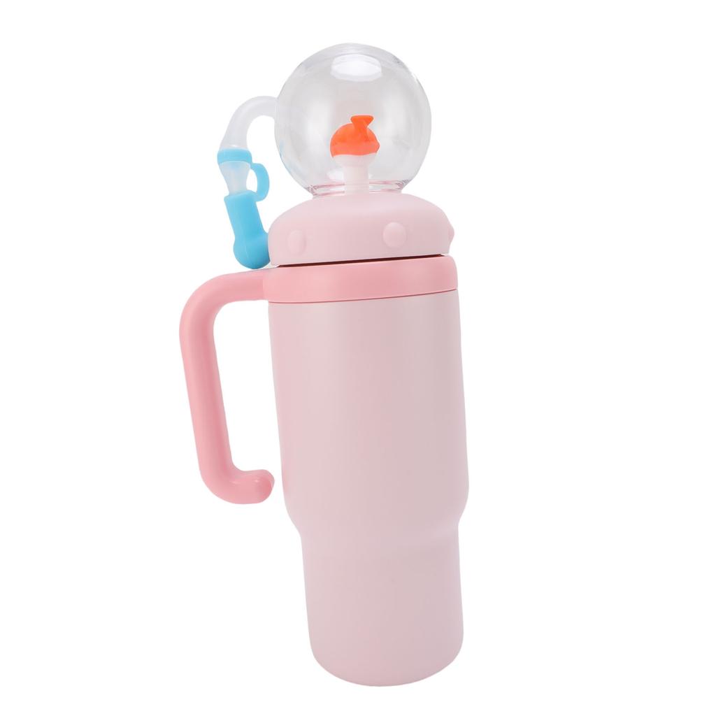Whale Fountain Water Bottle 710ML Stainless Steel Keep Cold Insulated Drinking Cup with Handle Straw for Outdoor Travel