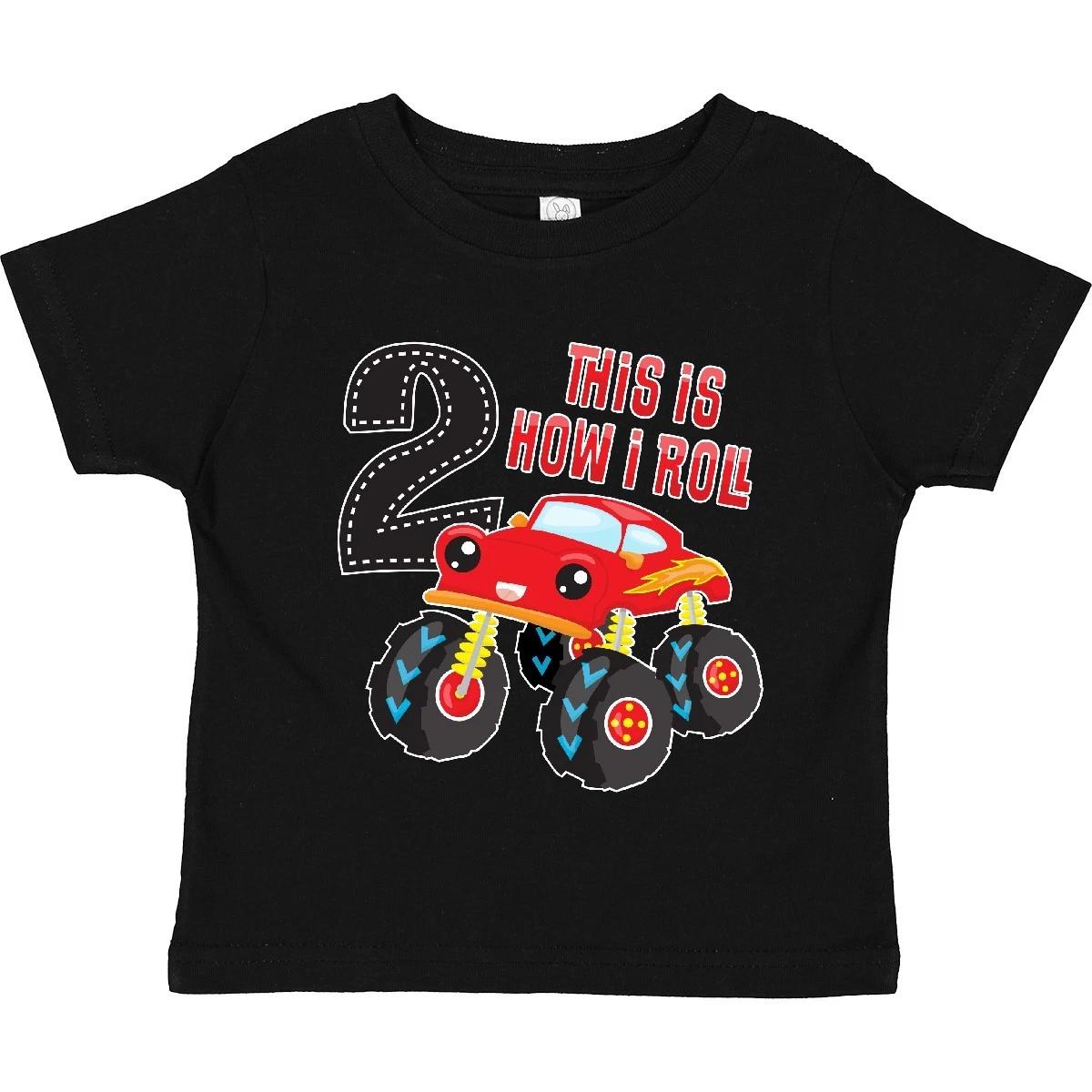 Inktastic Monster Truck How I Roll 2nd Birthday Toddler kids boys T-Shirt Racing This Is 130