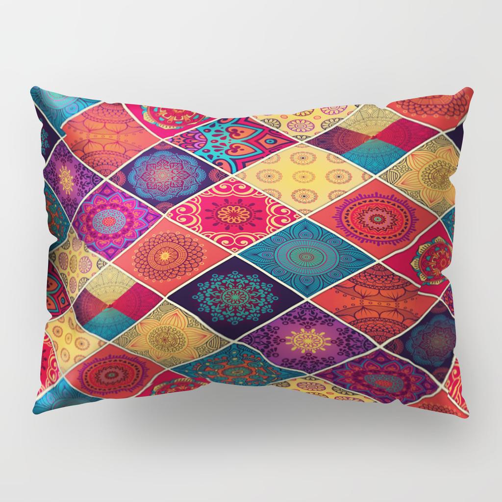 Retro Ethnic Style Pillow Cover Single-Sided Polyester Car Cushion Cover Bohemian Pillow Cover Waist Pillow Cover