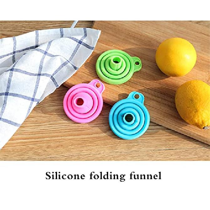 Foldable Mini Funnel Silica Gel Oil/Wine Funnel for Home and Car Pink