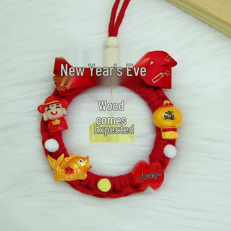 

TikTok Style Car Pendant: Handmade Cartoon Woven Ornament for National Day & Christmas Decor Material Kit