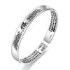 Simple Ethnic Style Lotus Heart For women 925 Sterling Silver Aged Retro Buddha Character Flower Opening Bracelets  TYB607