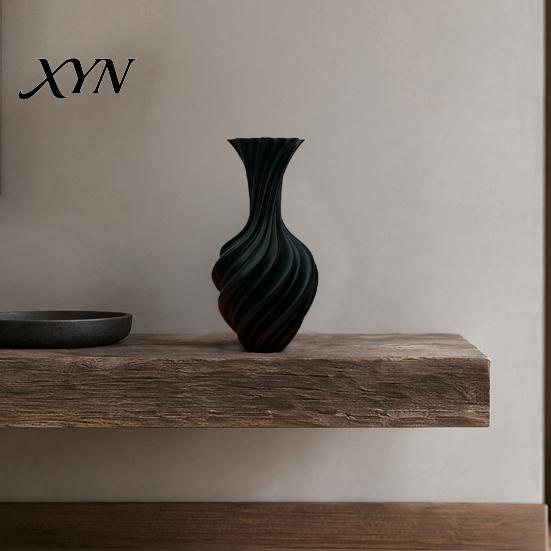 Modern Decorative Vase 3D Printed Spiral Vase, Minimalist Flower Pot for Dry Flowers, Nordic Art Decor Home Shelf, Creative Gift Ideas Structure
