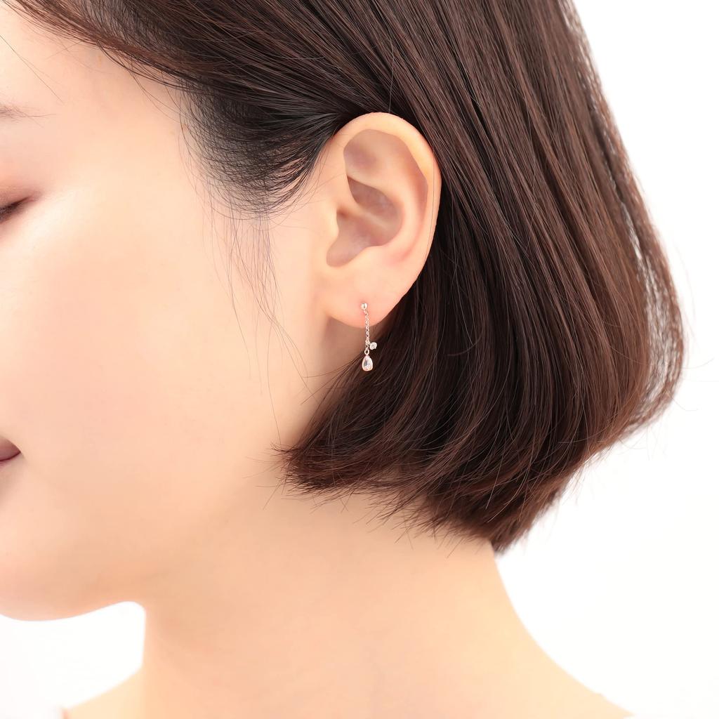 ESTELLE [Official] [Web Exclusive] Women's Earrings, 10K Pink Gold with Cubic Zirconia and Drop Motif, 0231-0400-0029-0000