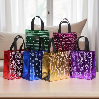 24pcs Non-Woven Party Handheld Gift Bags, Colorful Laser Handle Gift Bags,Party Small Gift Packaging Bags, Shopping Bags