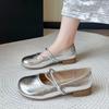 French silver Mary Jane small leather shoes women's 2025 new summer beautiful skirt flat bottom shallow mouth evening single shoes