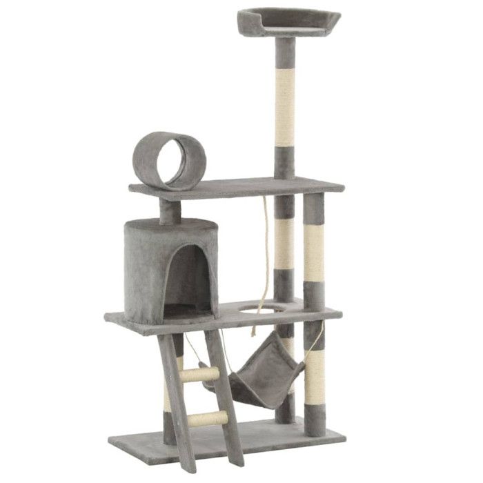 VidaXL Arbre à chat avec griffoirs en sisal 140 cm Gris