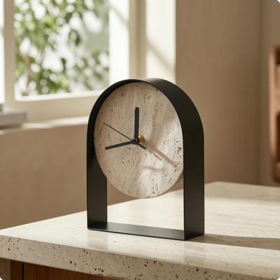 Desktop Clock Ornament Freestanding with Standing Base Modern for Shelf