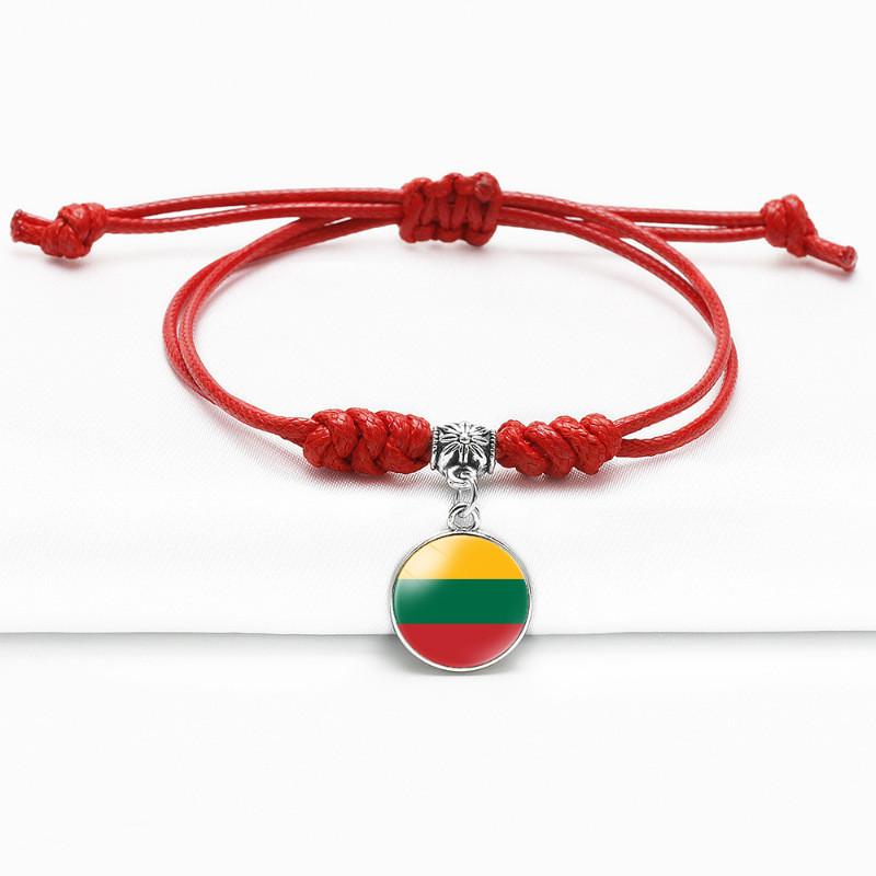 Red Bracelet Trendy With Timeless Gem European Country Flags Unisex Material Mixed
