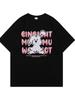 Black and Pink Rabbit Print Short-Sleeve T-Shirt, Unisex, Plus Size, 100% Cotton, Loose Fit for Couples.