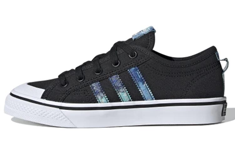 Adidas Originals Nizza Abrasion Resistant Low top Kids  Skateboarding Shoes Black Blue EF5429 36