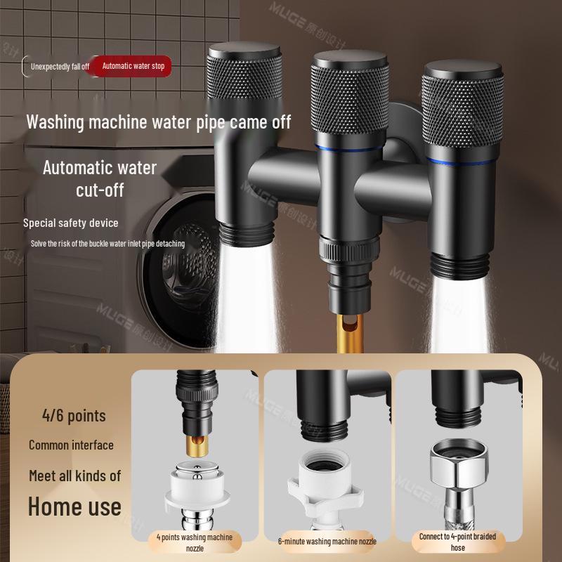 Three-Way Angle Valve Water Splitter: Multifunctional Faucet for Washing Machines