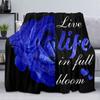 Blue Rose Flannel Digital Printing Flower Blanket Blanket Sofa Blanket Air Conditioning Blanket Universal In All Seasons