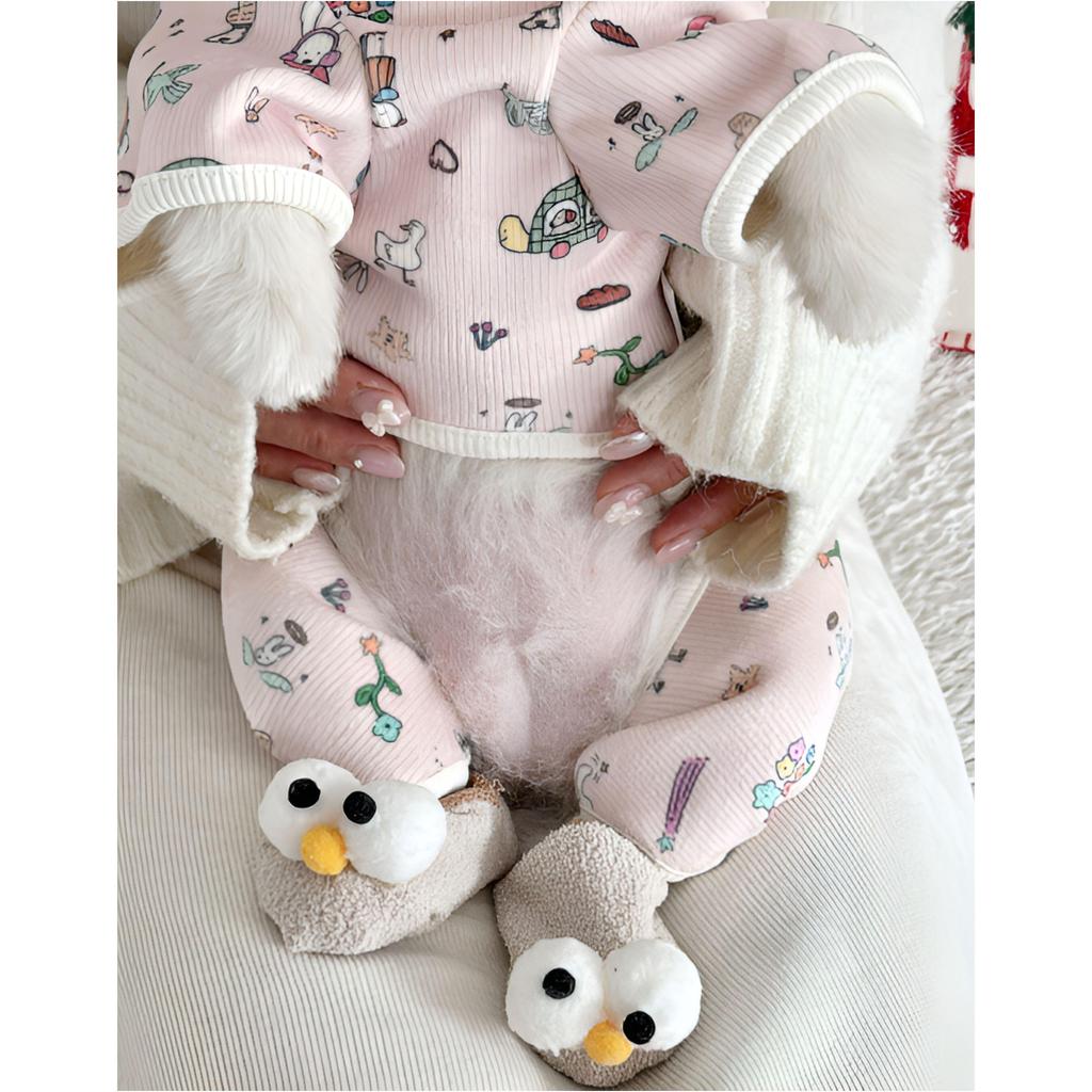 Crayon Cozy Fleece Dog All-in-One Outfit – Warm Puppy Indoor Wear