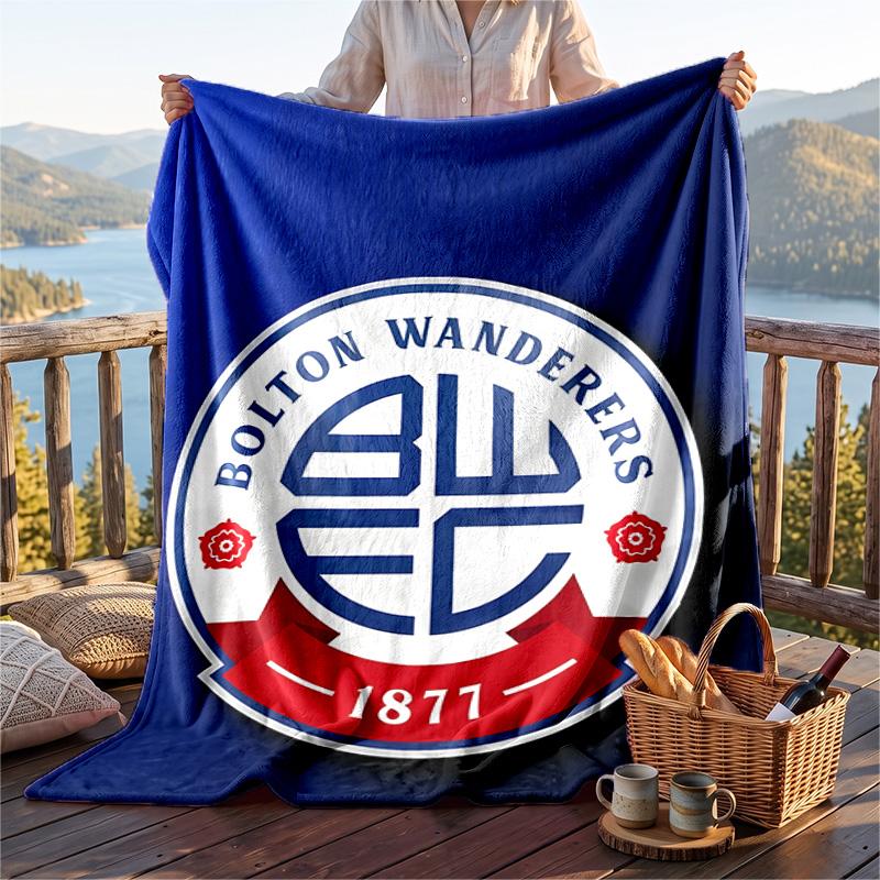 Warm Flannel Blanket Bolton Wanderers Pattern, Lightweight Comfortable Throw Blanket for Bed Sofa Use