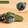 New 7 In 1 Camping Hiking Emergency Survival Whistle with Compass,Thermometer,Outdoor Whistle Camping Tools ArmyGreen Color