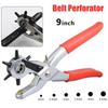 9 Inch Leather Hole Punch Heavy Duty Hand Pliers Belt Holes 6 Sized Puncher Tool