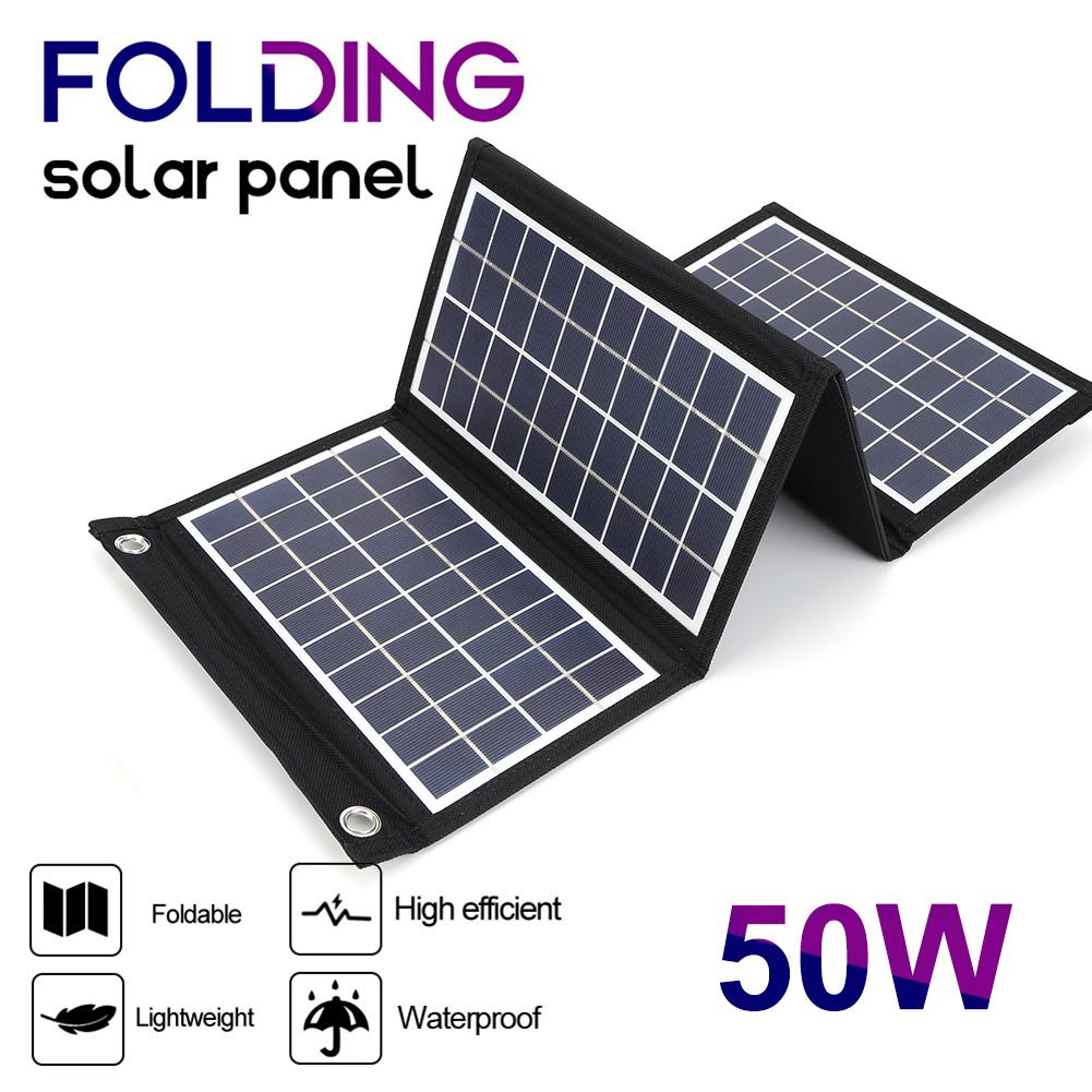 Foldable Solar Panel 5V Dual USB Portable Waterproof Panel For Cell Phone Power Bank 30/40/50W Battery Charger Outdoor Tourism