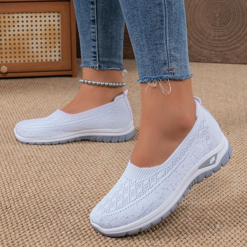 Atmungsaktive Slip-On Flache Schuhe für Damen mit Weicher Sohle - Ganzjahres Leichte Sneaker Geeignet zum Gehen, Täglichen Pendeln, Bequeme Freizeitschuhe