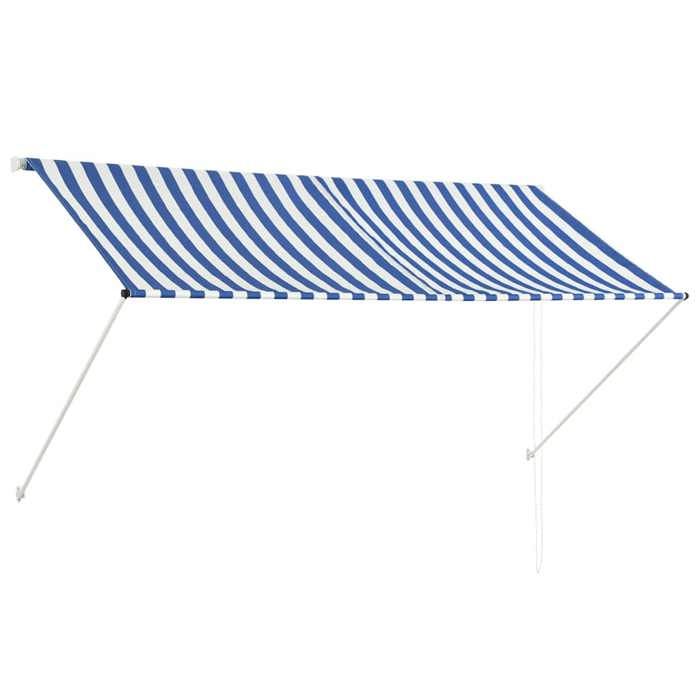 VidaXL Retractable Awning 250x150 Cm Blue and White Garden Sunshade Awning 143748
