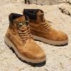 Stivali con Plateau in Velluto di Alta Qualità per Uomo Designer Scarpe da Lavoro in Pelle Scamosciata di Mucca Morbide Moda Uomo Antiscivolo Stivaletto Giallo Maschile