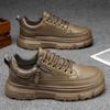 Autumn New Sports and Leisure Board Shoes Waterproof and Non-slip Black Leather Shoes Leather Trendy Shoes