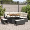8-Piece Garden Sofa Set with Black Poly Rattan Acacia Cushions, 2-Seater Garden Sofa with Storage & 3364465