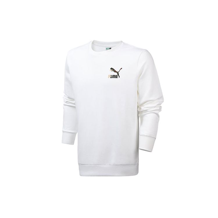 Puma Camo Logo Print Crewneck Sweatshirt Men Tops White 578884-02