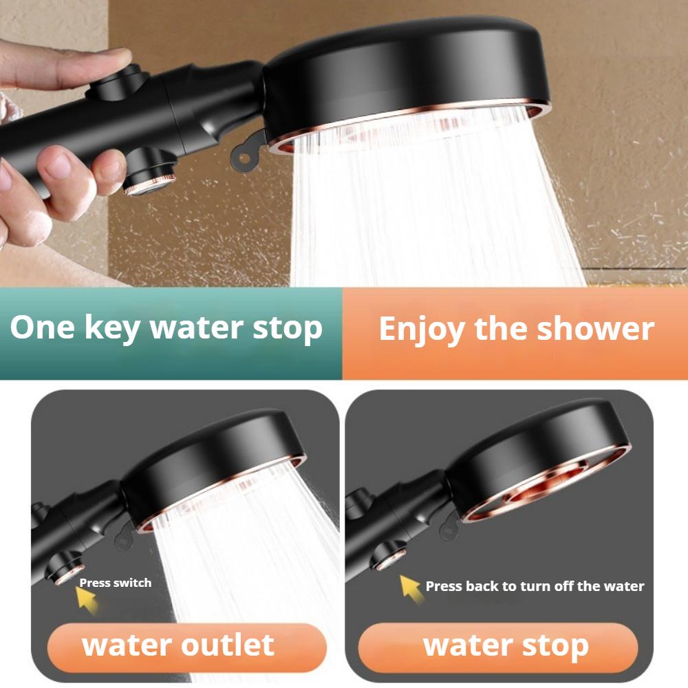 1PC Ring Highpressure Shower Head 3 Modes Large Flow Massage Water Saving ABS Handheld Showerheads with OneKey Stop Water