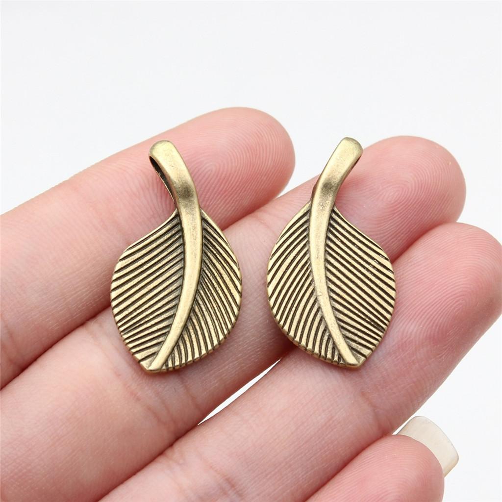 Foglie Grandi Dettagliate Fascino Botanico Bronzo Antico Lega di Zinco Materiali per la Creazione di Gioielli Stile Fabbricante di Gioielli Fascini Metallici