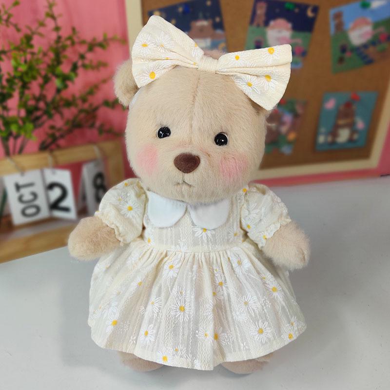 Medium Bear Outfit - Blue Pink Striped Carrot Overalls Set