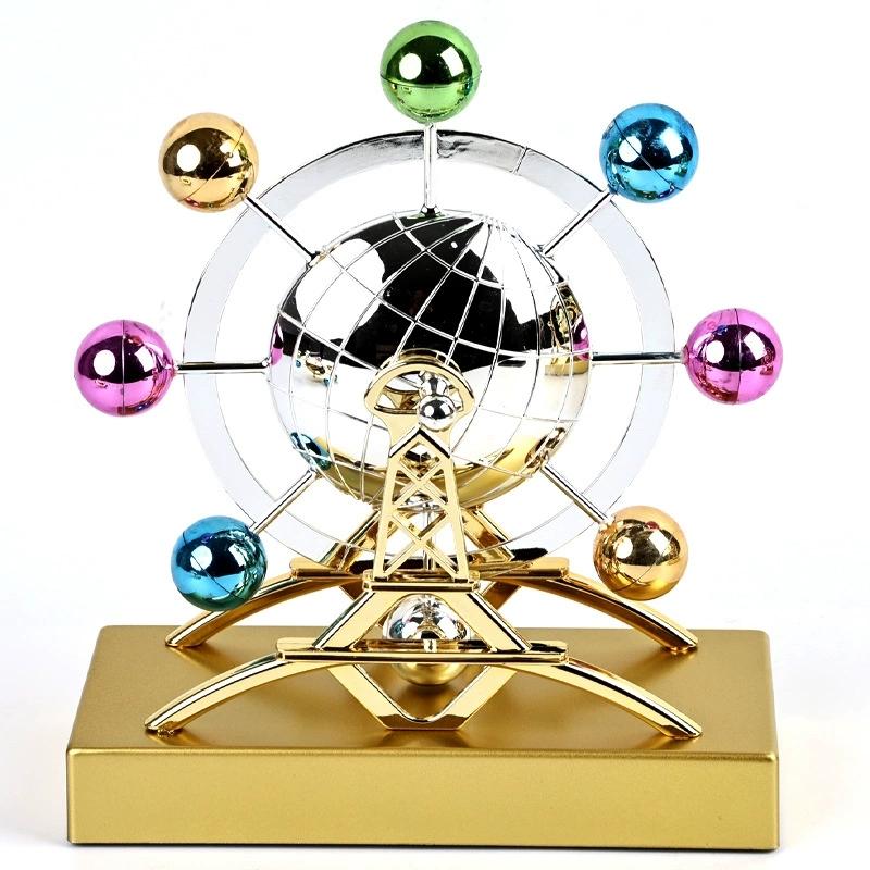 Earth Perpetual Motion Pendulum,Colorful Earth Perpetual Motion Machine Kinetic Art Sculpture Earth Pendulum Desktop Decor Model