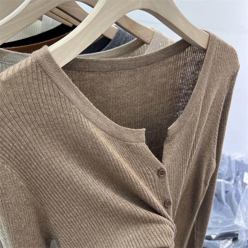 2024 Women's Lightweight Wool Knit Cardigan: Soft, Long Sleeve Sun Protection for Spring/Summer