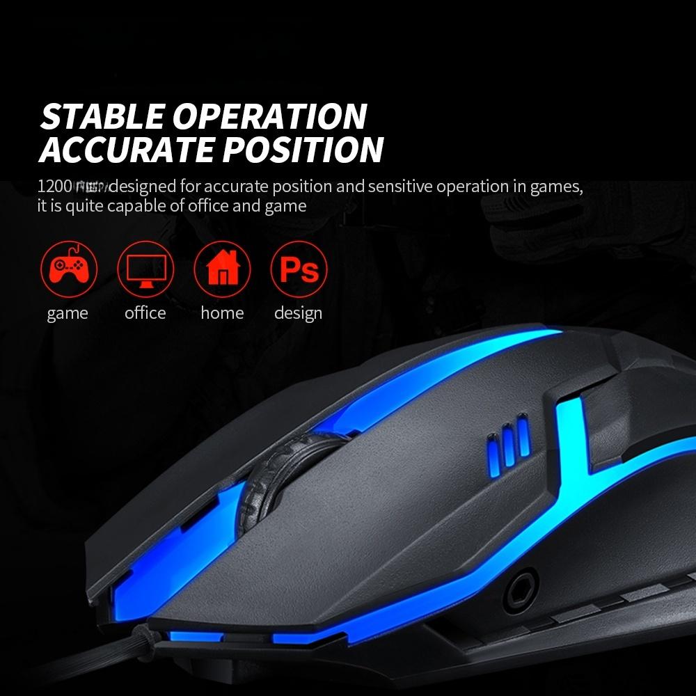 T WOLF V1 Wired Gaming Mouse 3 Button 7 Colorful Backlight 1200 Movement Speed Office Mouse Built In Weights for Laptop