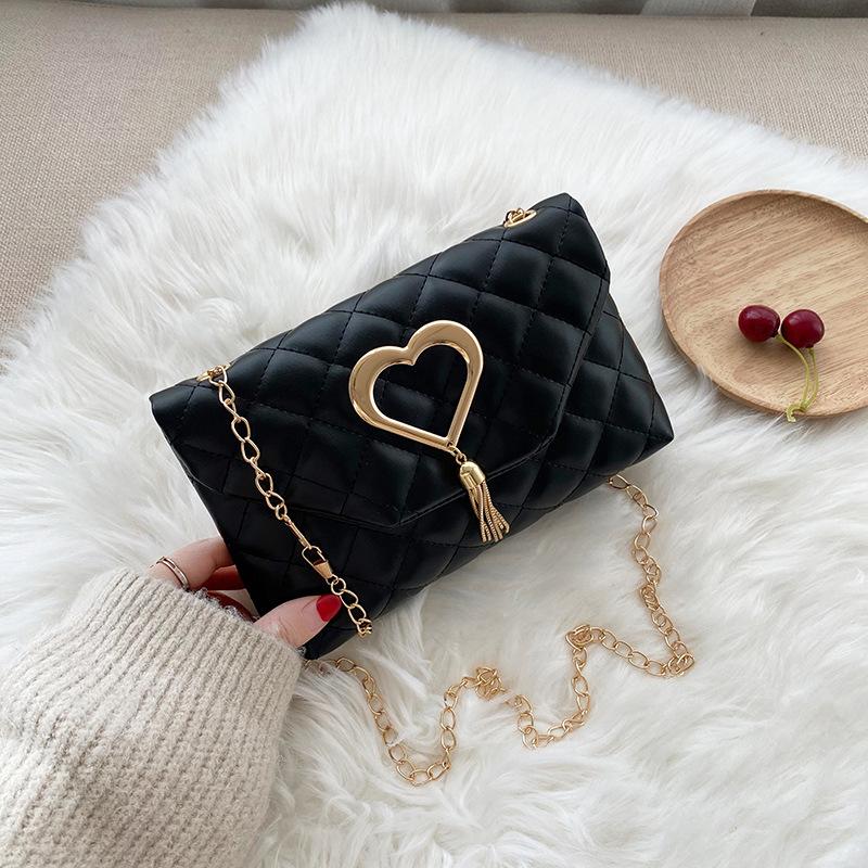 

Womn love embroidered fringed women s bag trendy versatile chain shoulder messenger bag чёрный