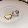 Zircon Checkerboard Double-layer Open Ring Temperament Fashionable Index Finger Ring Simple Personalized Jewelry