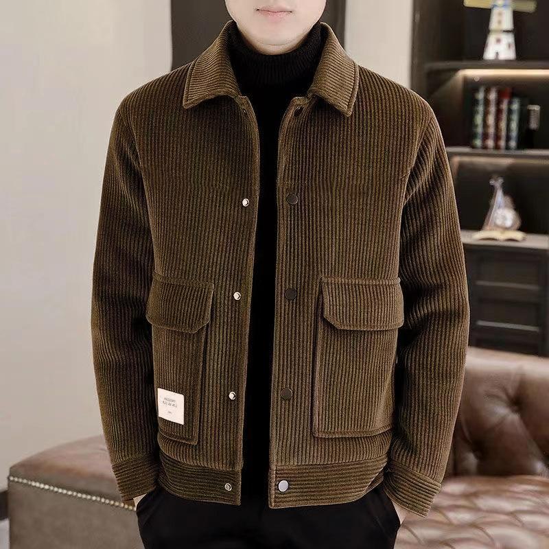

2025 new casual jacket men s Korean version trend lapel warm corduroy jacket youth wear men s clothing M recommends 90-55kg