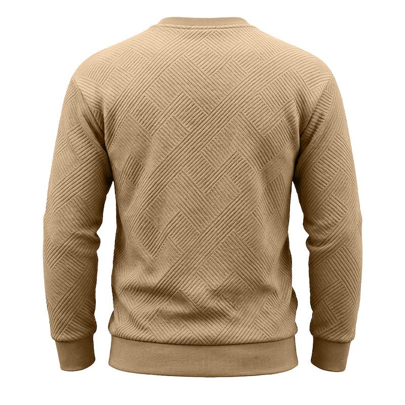 Men's Crew Neck Sweatshirt Long Sleeve Loose Fit Solid Color Autumn Winter Casual Thick Pullover Hoodie