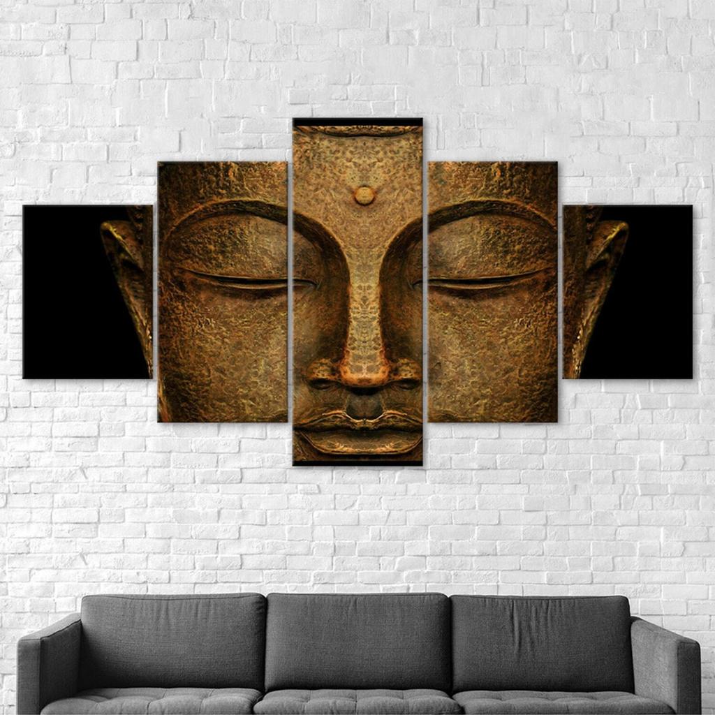 Buddha Meditation State 5 Piece Five Panel Wall Canvas Print Modern Art Poster Picture Home Decor Gift For Him For Her