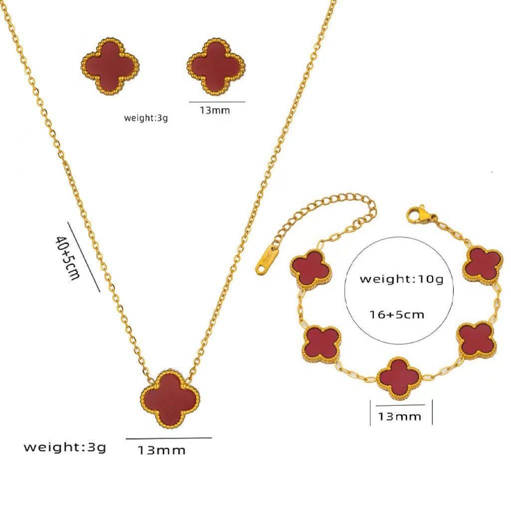 Light Luxury Flower Iris Imitation Red Sapphire Necklace Versatile Fashion Temperament Set for Women