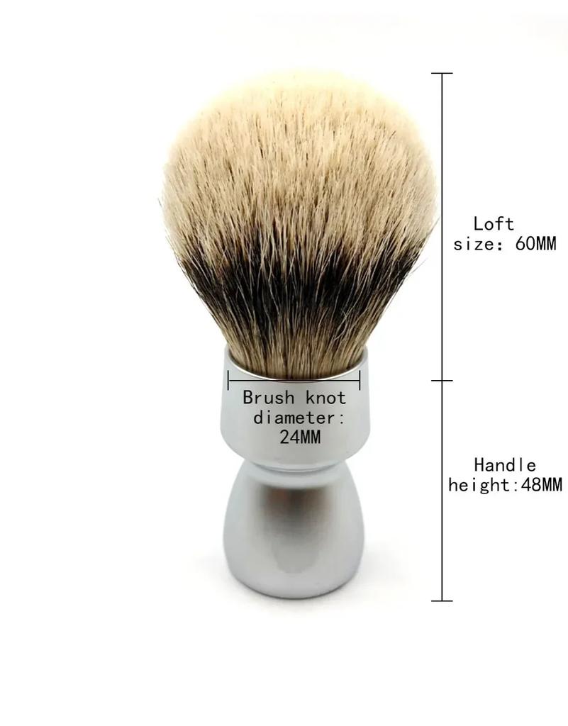 YAQI Men's Silvertip Badger Hair Shaving Brush with Heavy Metal Handle for Smooth Wet Shave Foam Applicator