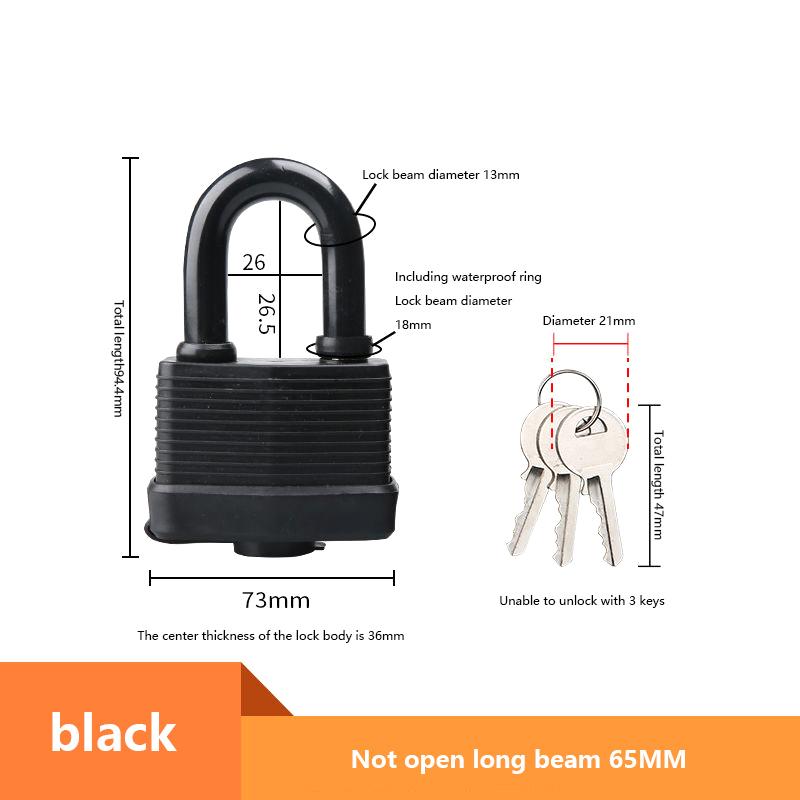 Rubber Shell Anti-rust Padlock Outdoor Waterproof Anti-theft Lock Balcony Window Lock Courtyard Door Long Beam Large Lock