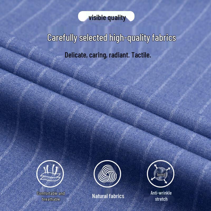 Shanshan Men's Striped Non-Iron Business Long Sleeve Shirt