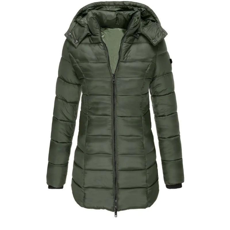 Autumn and Winter Women's Clothing Medium and Long Slim-fitting Hooded Jacket Casual Light Cotton-padded Clothing Cotton-padded Clothing Personality