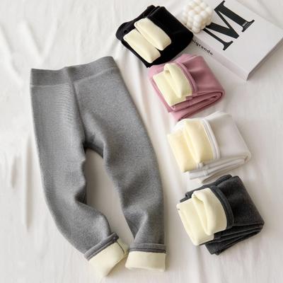 Förtjockade och Varma Flickors Vinterfleece Långbyxor Barn Komfort Mjuka Leggings Barnmode Ytterkläder Underdelar Kläder