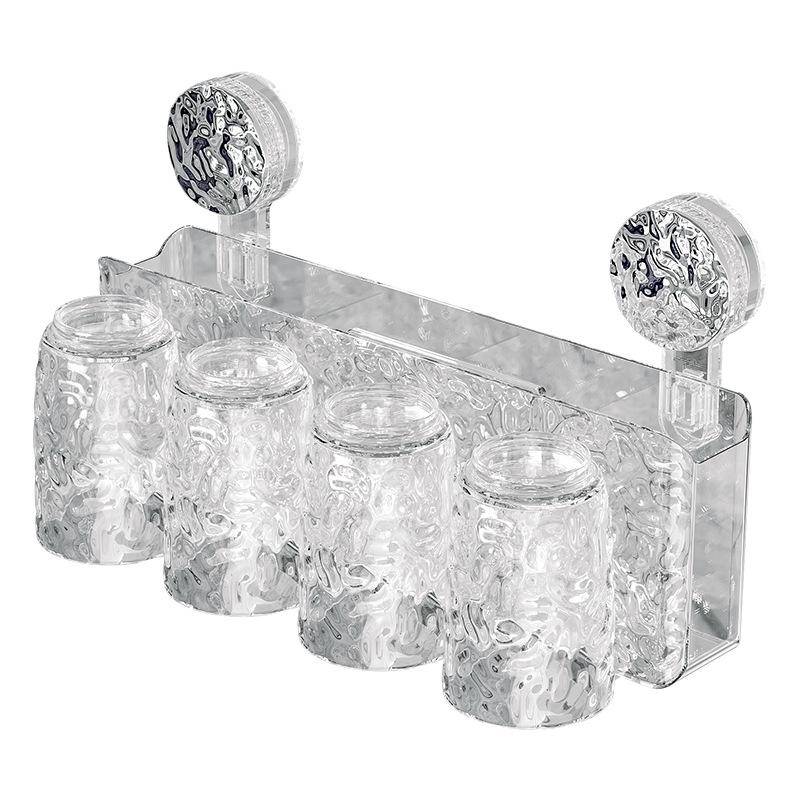 Wall-Mounted Suction Cup Toothbrush & Toothpaste Holder Set with Tooth Squeezer and Cup for Family Bathrooms