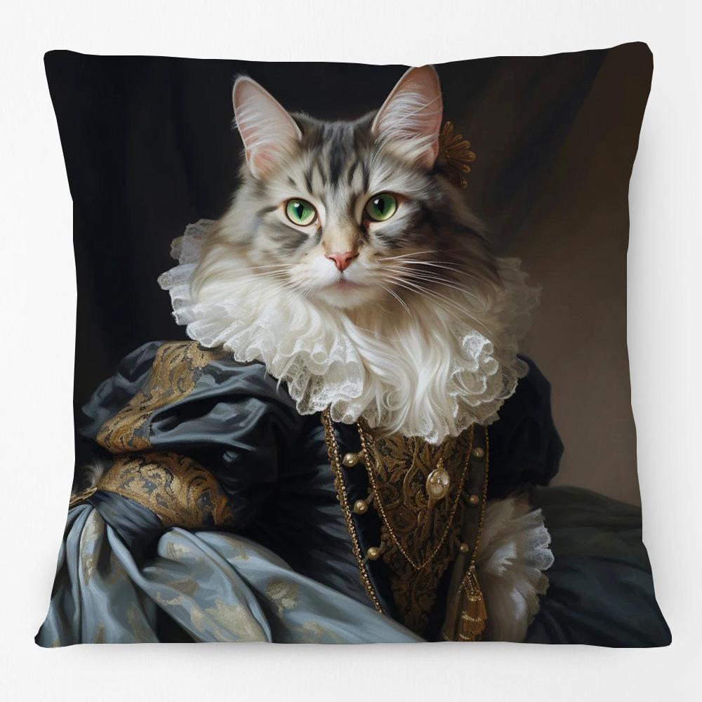Renaissance Katze Malerei Cavalier King Charles Spaniel Malteser Hund Druck Kissenbezug Kissenhülle
