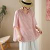 DIMANAF 2026 Große Größen Sommer Damen T-Shirts Lässige Damen Tops Tunikahemd Stickerei Floral Oversize Lockere T-Shirts